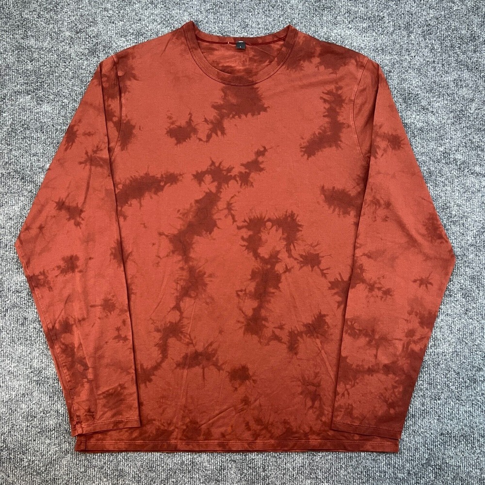 Lululemon Shirt Men's Large The Fundamental Long Sleeve In Orange Tie-Dye